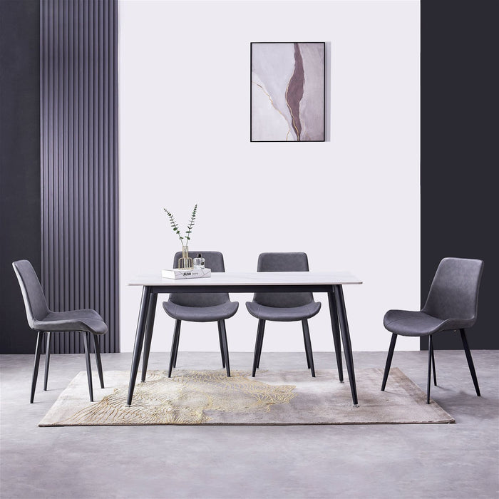 Mendy White Sintered Stone Dining Table with Metal Legs by Criterion™ -Home Living Store - -