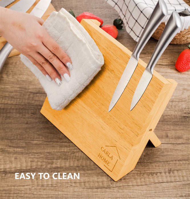 Natural Bamboo Magnetic Knife Block Holder with Strong Magnets for Home Kitchen Storage & Organisation -Home Living Store - -