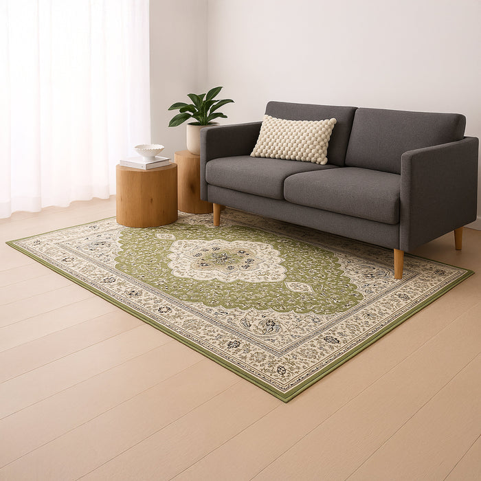 Bazaar Printed Microfibre Rug - Green | 160 x 240cm by Urban Style