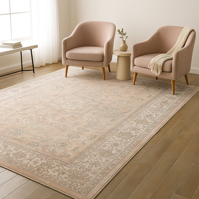 Bazaar Printed Microfibre Rug - Peach | 160 x 240cm by Urban Style