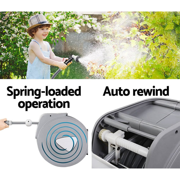 Retractable Hose Reel 30M Garden Water Auto Rewind Spray Gun -Home Living Store - -