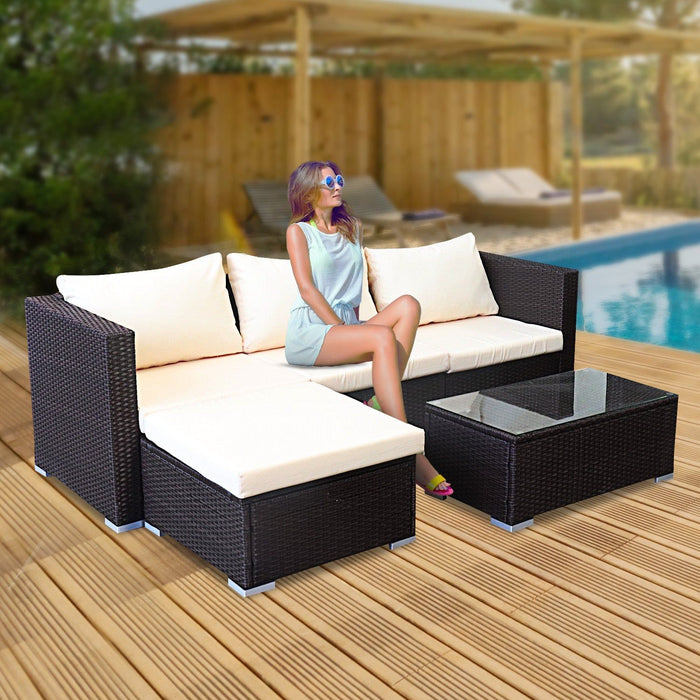 Sarantino 5pc Modular Outdoor Lounge Set PE Rattan - Brown -Home Living Store - -