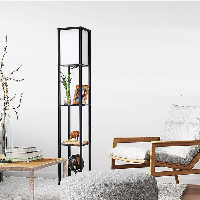 Shelf Floor Lamp - Shade Diffused Light Source with Open-Box Shelves -Home Living Store - -