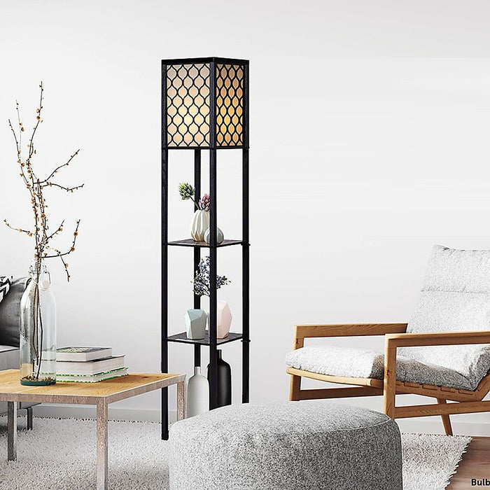 Shelf Floor Lamp - Shade Diffused Light Source with Open-Box Shelves -Home Living Store - -