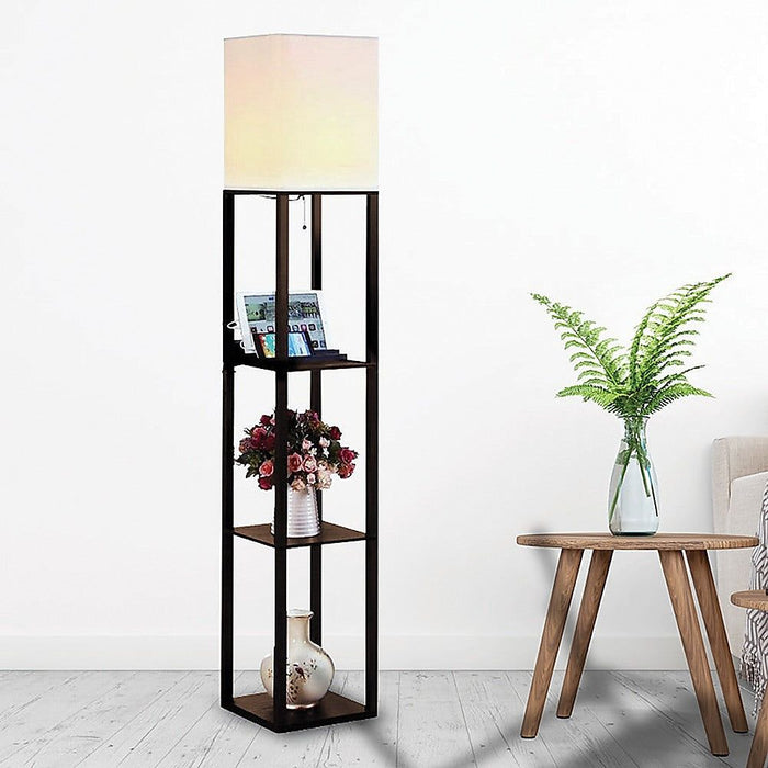 Shelf Floor Lamp - Shade Diffused Light Source with Open-Box Shelves -Home Living Store - -