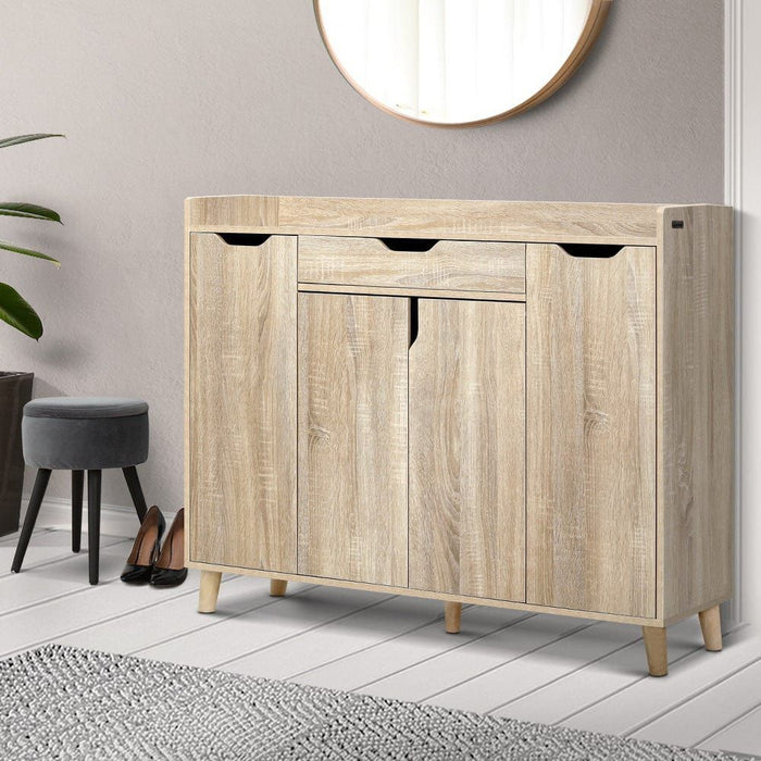 Shoe Cabinet Shoes Storage Rack 120cm Organizer Drawer Cupboard Wood -Home Living Store - -