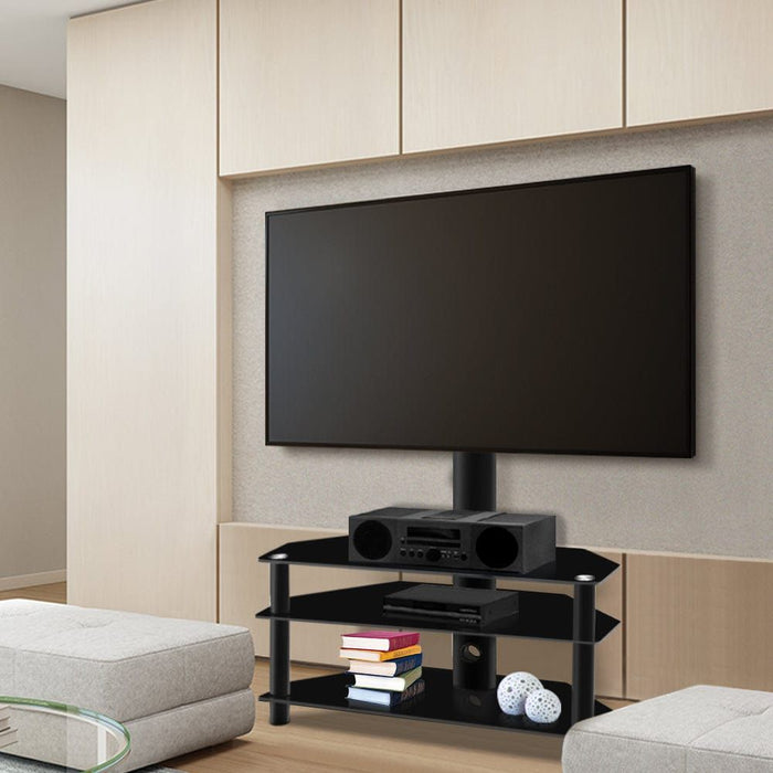 Three Tier Floor TV Stand with Bracket Shelf Mount -Home Living Store - -