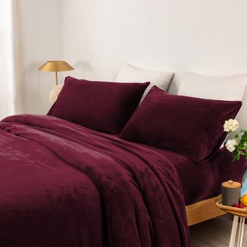 thermal microplush sheet set king single aubergine -Home Living Store - -