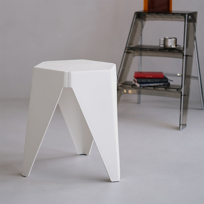 Two Bar Stools Puzzle Plastic Foot Stool White-Home Living Store-Furniture > Chairs > Table & Bar Stools