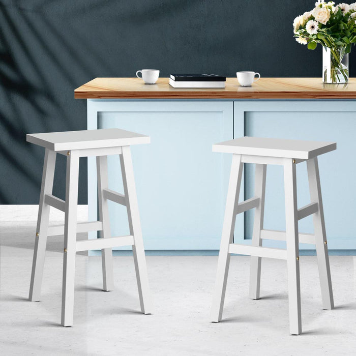 Two Bar Stools Kitchen Counter Stools Wooden Chairs White-Home Living Store-Furniture > Chairs > Table & Bar Stools