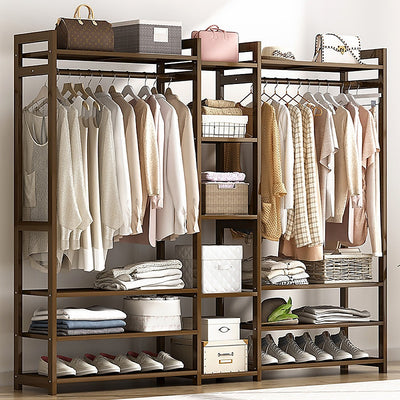 Portable Clothes Rack Coat Garment Stand Bamboo Rail Hanger Airer Closet-Home Living Store-Home & Garden > Household Supplies > Storage & Organization > Clothing & Closet Storage > Closet Organizers & Garment Racks