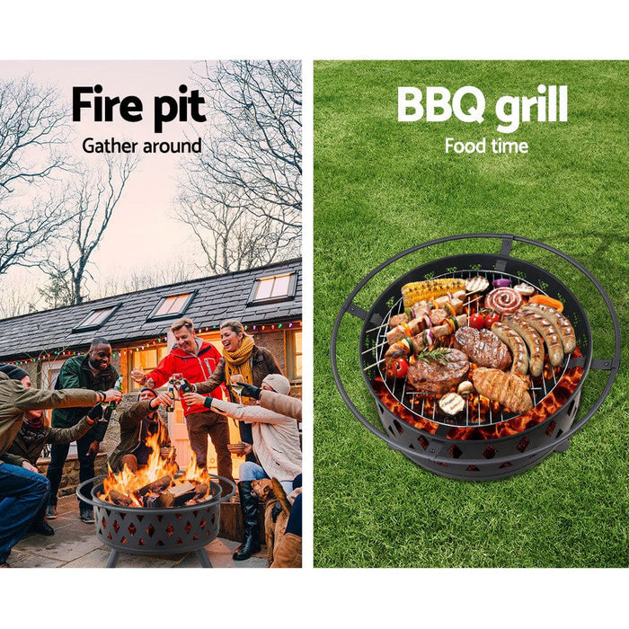 Fire Pit BBQ Charcoal Grill Ring Portable Outdoor Kitchen Fireplace 32" Home Living Store