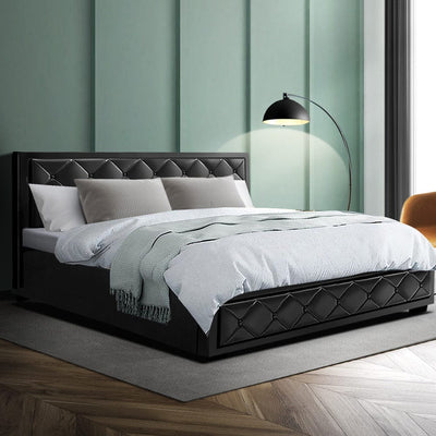 Artiss Bed Frame King Size Gas Lift Black TIYO-#product_category#-Home Living Store
