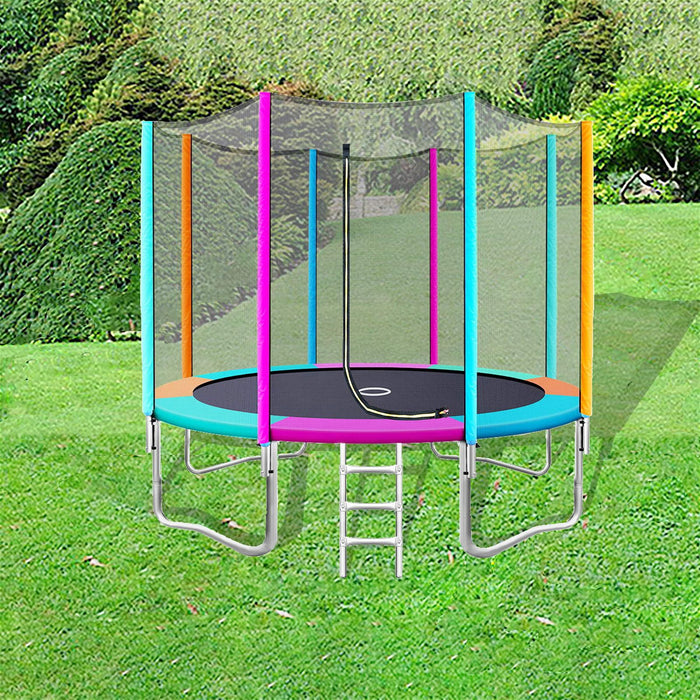 10FT Trampoline Round Trampolines Kids Safety Net Enclosure Pad Outdoor Gift Multi-coloured-#product_category#-Home Living Store