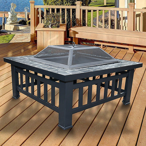 18" Square Metal Fire Pit Outdoor Heater-#product_category#-Home Living Store