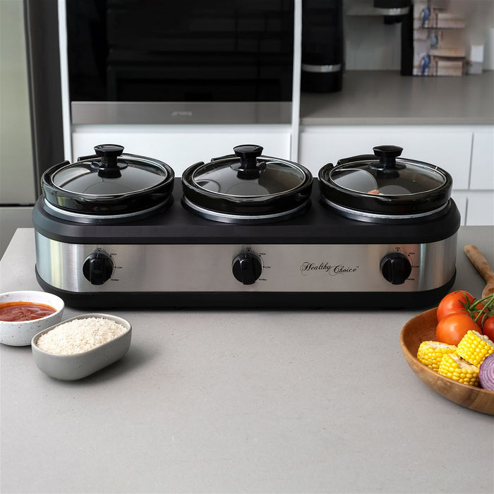 2.5L Electric 3-Pot Slow Cooker-#product_category#-Home Living Store