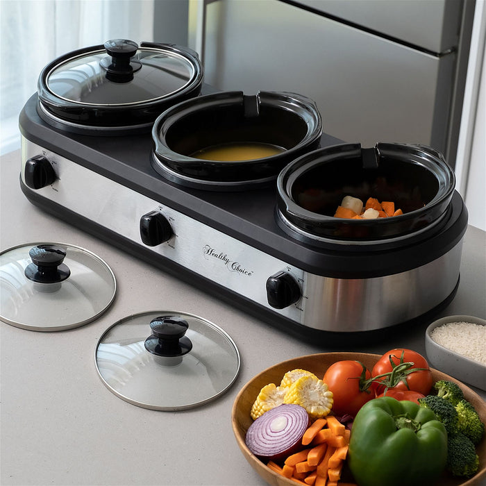 2.5L Electric 3-Pot Slow Cooker-#product_category#-Home Living Store