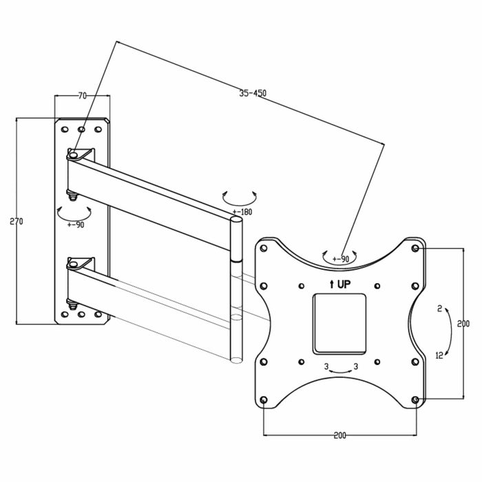 200x200 VESA Mount Bracket, Dual Arm Articulated by Tauris™-#product_category#-Home Living Store