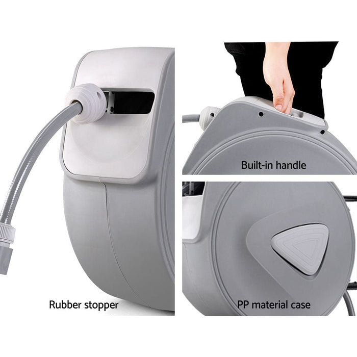 20M Retractable Water Hose Reel Garden Storage AutoRewind Spray Gun-#product_category#-Home Living Store