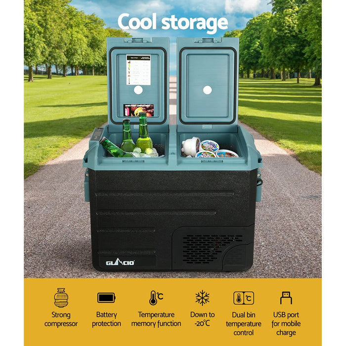 Glacio 50L Portable Fridge Freezer Fridges Cooler Camping 12V/24V/240V Caravan -Home Living Store - -  