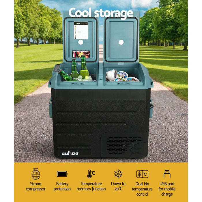 Glacio 60L Portable Fridge Freezer Fridges Cooler Camping 12V/24V/240V Caravan -Home Living Store - -  