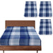 3x Queen Luxury 100% Cotton Flannelette Fitted Bed Sheet - Blue Check Print-#product_category#-Home Living Store