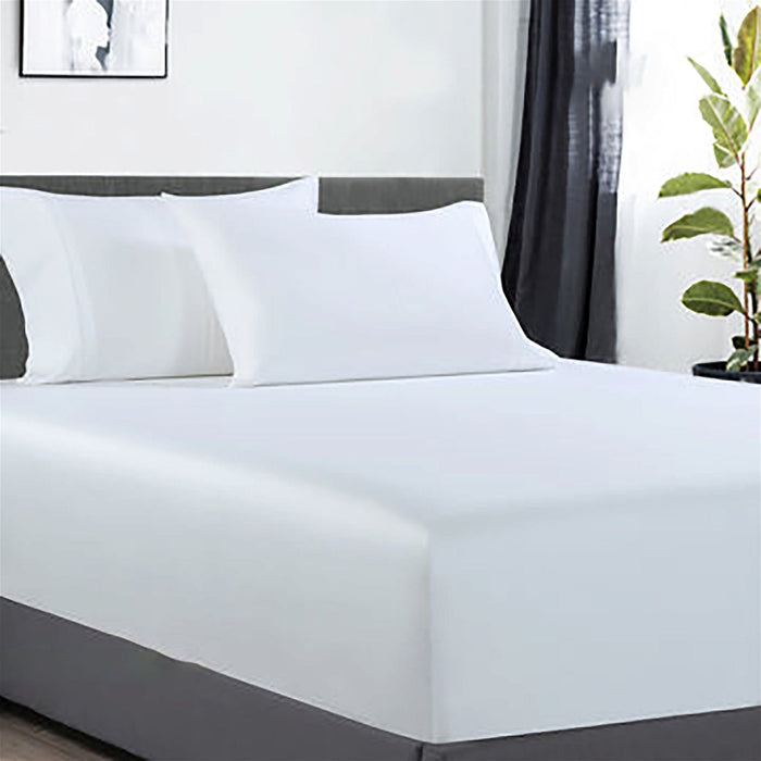 400 thread count bamboo cotton 1 fitted sheet with 2 pillowcases double white-#product_category#-Home Living Store