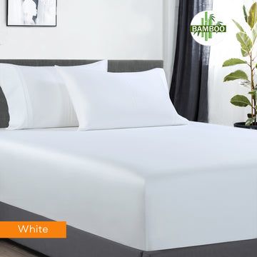 400 thread count bamboo cotton 1 fitted sheet with 2 pillowcases mega king white-#product_category#-Home Living Store