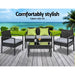 4 Seater Sofa Set Outdoor Furniture Lounge Setting Wicker Chairs Table Rattan Lounger Bistro Patio Garden Cushions Black-#product_category#-Home Living Store