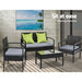 4 Seater Sofa Set Outdoor Furniture Lounge Setting Wicker Chairs Table Rattan Lounger Bistro Patio Garden Cushions Black-#product_category#-Home Living Store