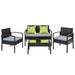 4 Seater Sofa Set Outdoor Furniture Lounge Setting Wicker Chairs Table Rattan Lounger Bistro Patio Garden Cushions Black-#product_category#-Home Living Store