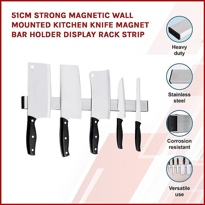 51cm Strong Magnetic Wall Mounted Kitchen Knife Magnet Bar Holder Display Rack Strip-#product_category#-Home Living Store