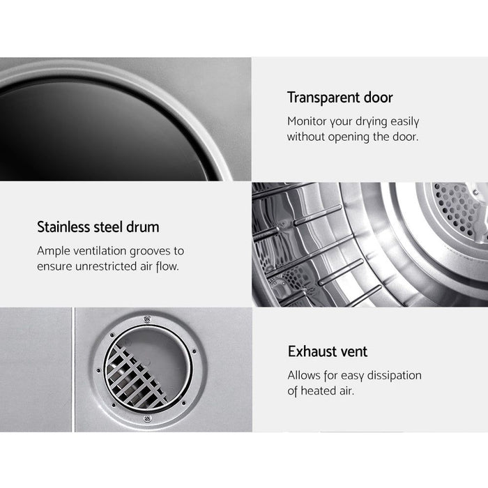 5kg Vented Tumble Dryer - Silver-#product_category#-Home Living Store