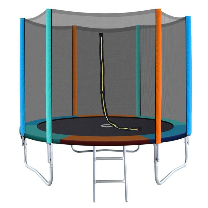8FT Trampoline Round Trampolines Kids Safety Net Enclosure Pad Outdoor Gift Multi-coloured-#product_category#-Home Living Store