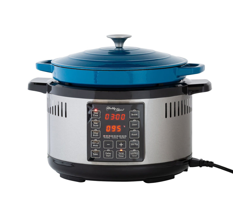 6.5L Smart Digital Dutch Oven w/ 8 Cook Settings, Stainless Steel-#product_category#-Home Living Store