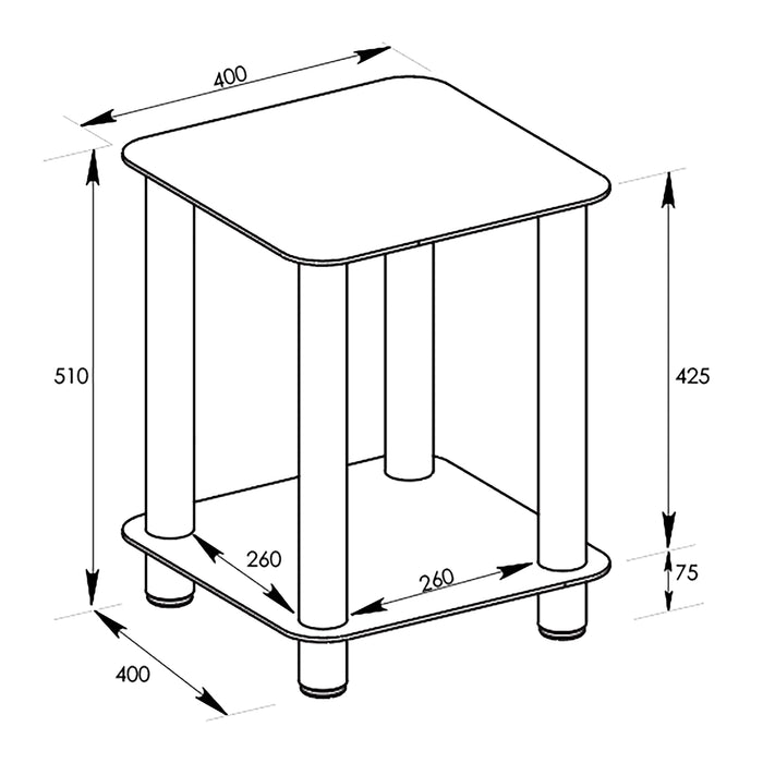 ACE End Table 400mm Tempered Glass and Steel Black by Tauris