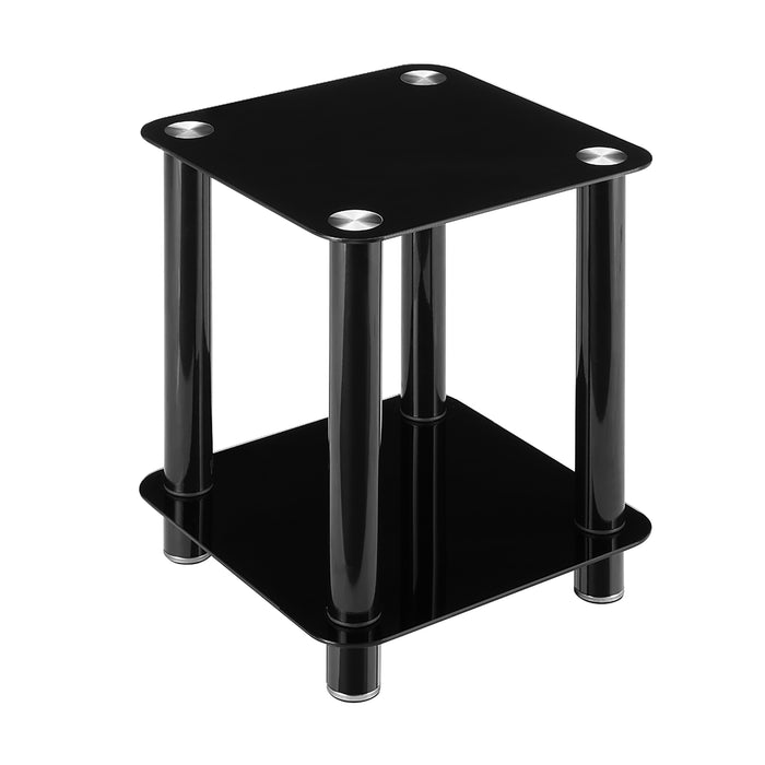 ACE End Table 400mm Tempered Glass and Steel Black by Tauris