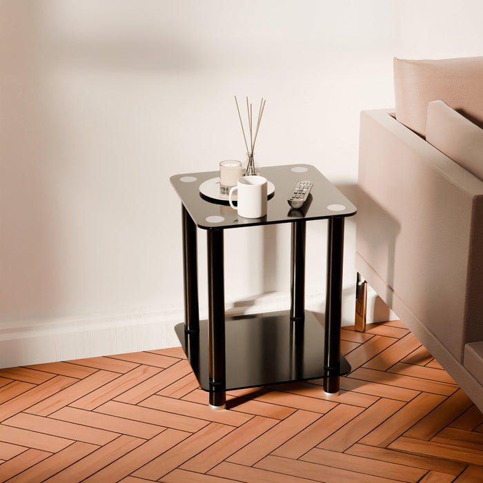 ACE End Table 400mm Tempered Glass and Steel Black by Tauris