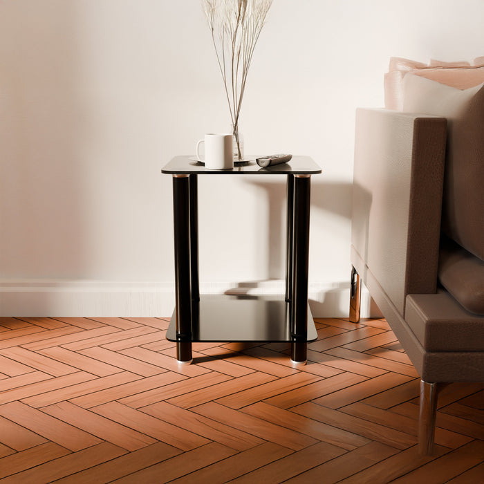ACE End Table 400mm Tempered Glass and Steel Black by Tauris