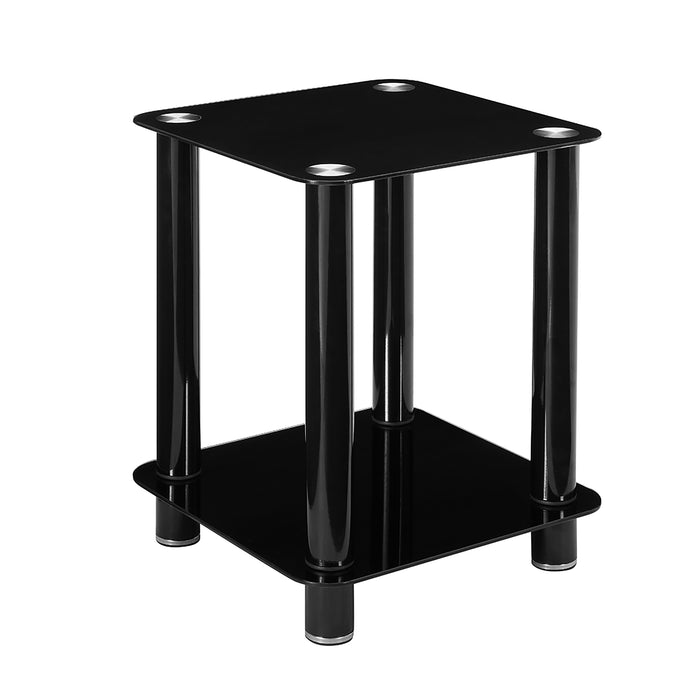 ACE End Table 400mm Tempered Glass and Steel Black by Tauris