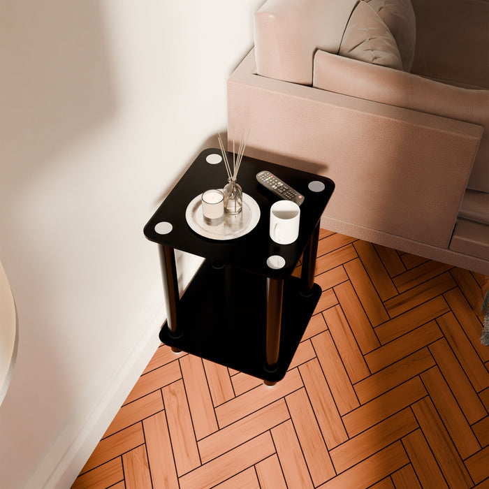 ACE End Table 400mm Tempered Glass and Steel Black by Tauris
