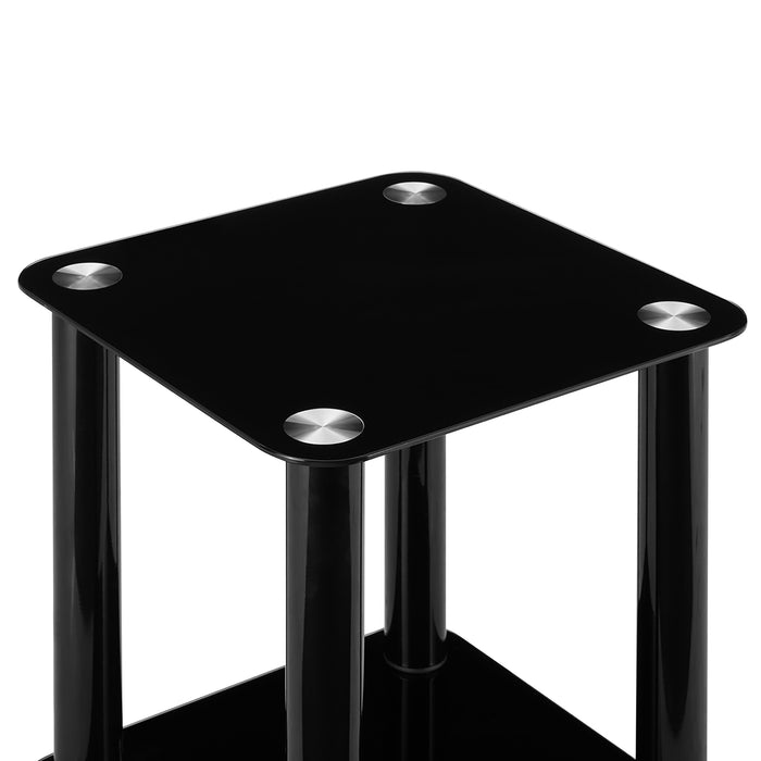 ACE End Table 400mm Tempered Glass and Steel Black by Tauris