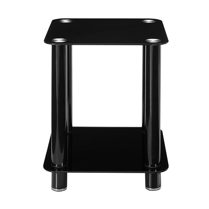 ACE End Table 400mm Tempered Glass and Steel Black by Tauris