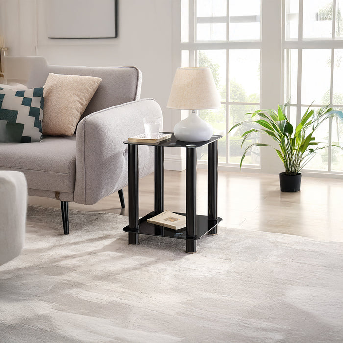 ACE End Table 400mm Tempered Glass and Steel Black by Tauris
