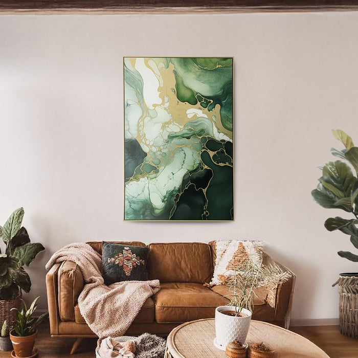 Brushmarks Foiled Canvas Green Marble by Urban Style