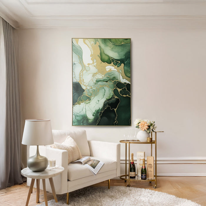 Brushmarks Foiled Canvas Green Marble by Urban Style