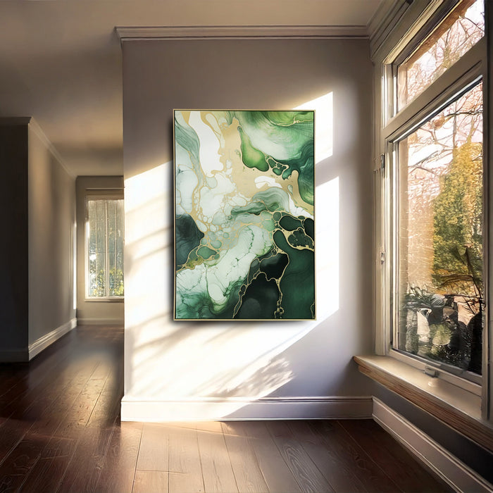 Brushmarks Foiled Canvas Green Marble by Urban Style