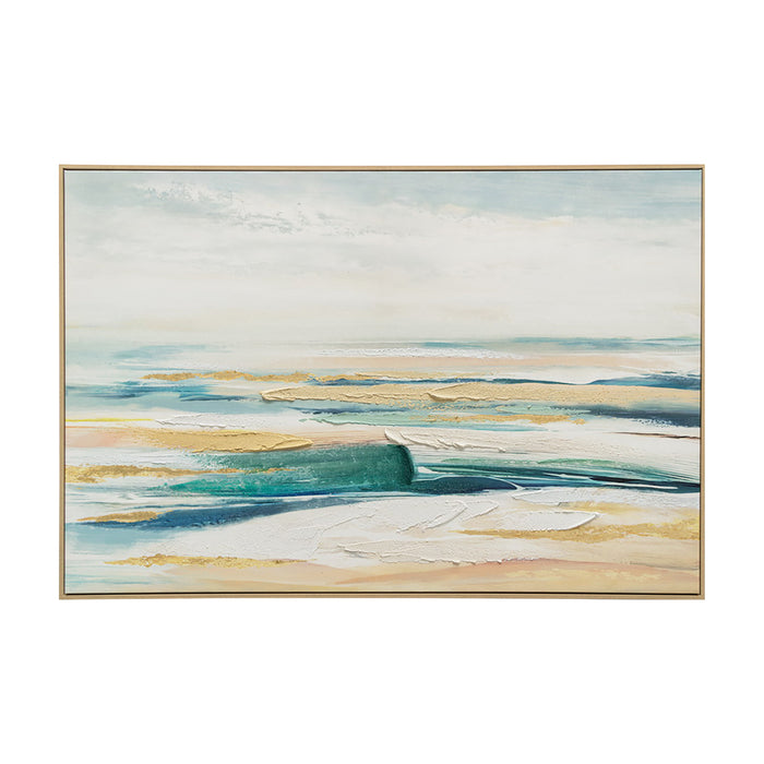 Brushmarks Embellished Canvas Abstract Coastal by Urban Style