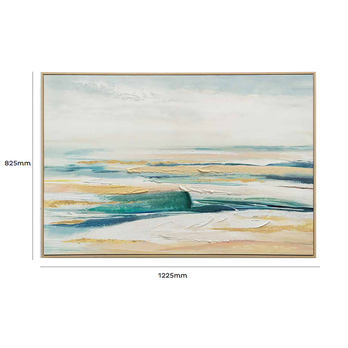 Brushmarks Embellished Canvas Abstract Coastal by Urban Style