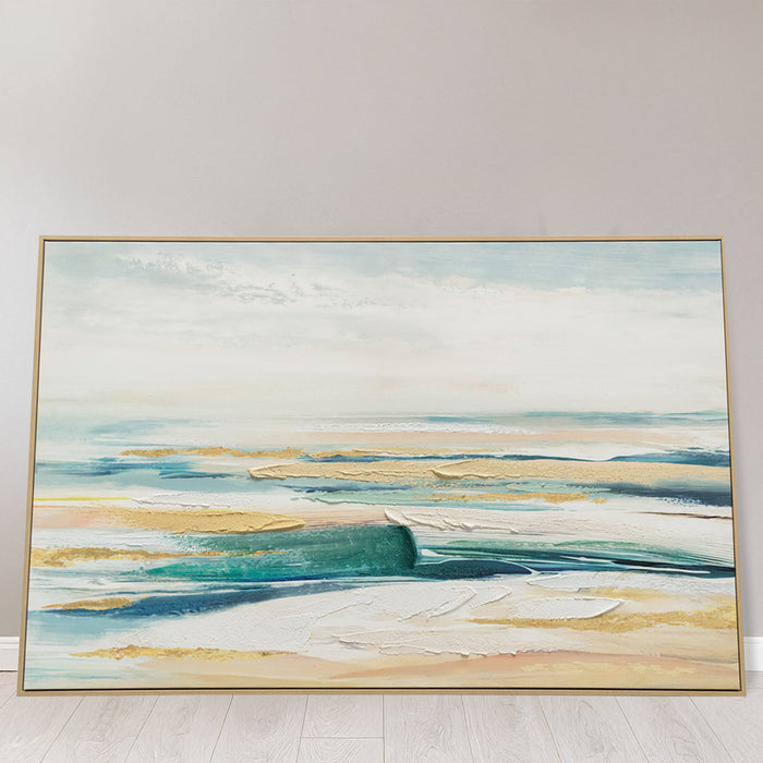 Brushmarks Embellished Canvas Abstract Coastal by Urban Style